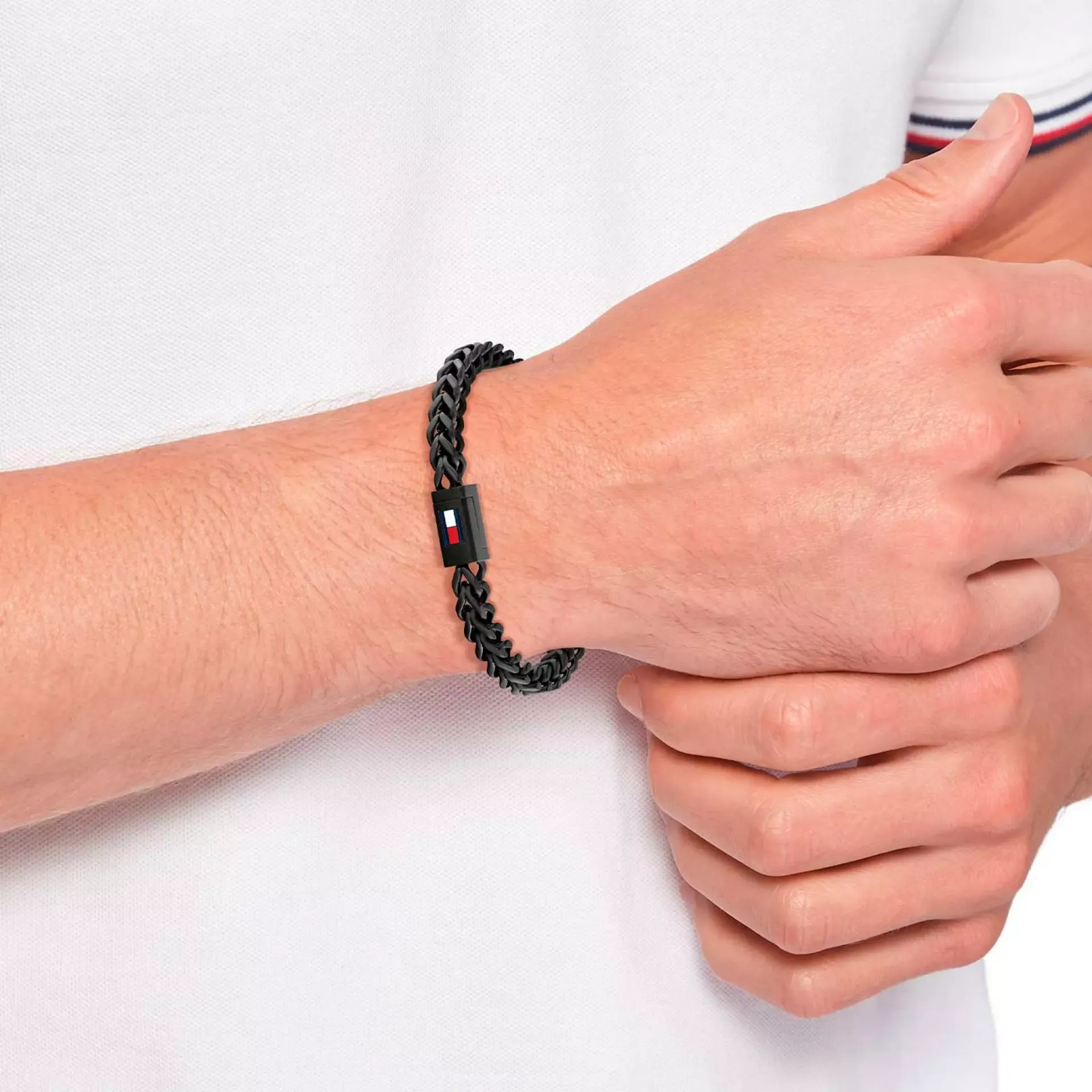 Image THJ MEN BRAIDED METAL PULSEIRA BLACK IP