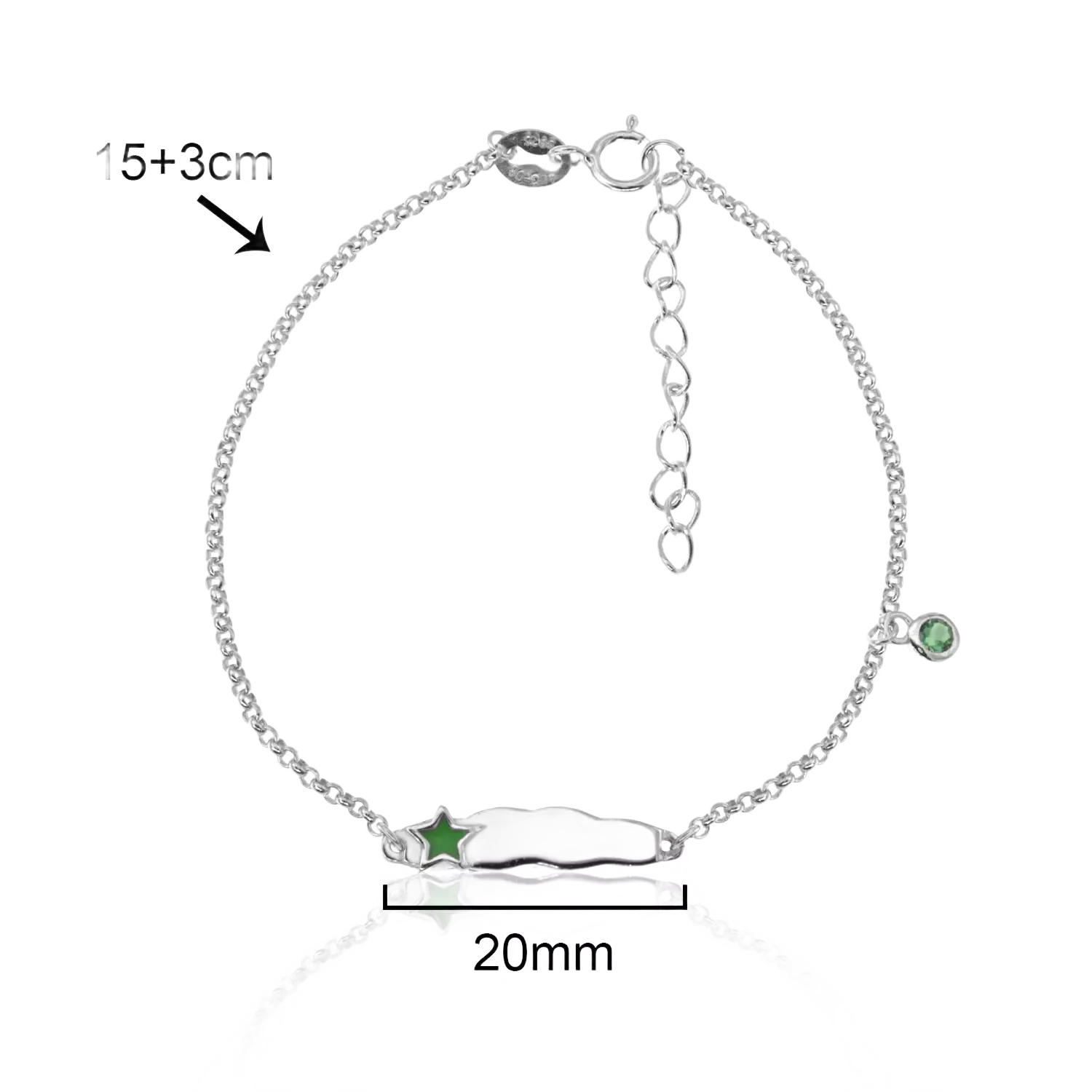 PULSEIRA PRATA CHAPA ESTRELA VERDE