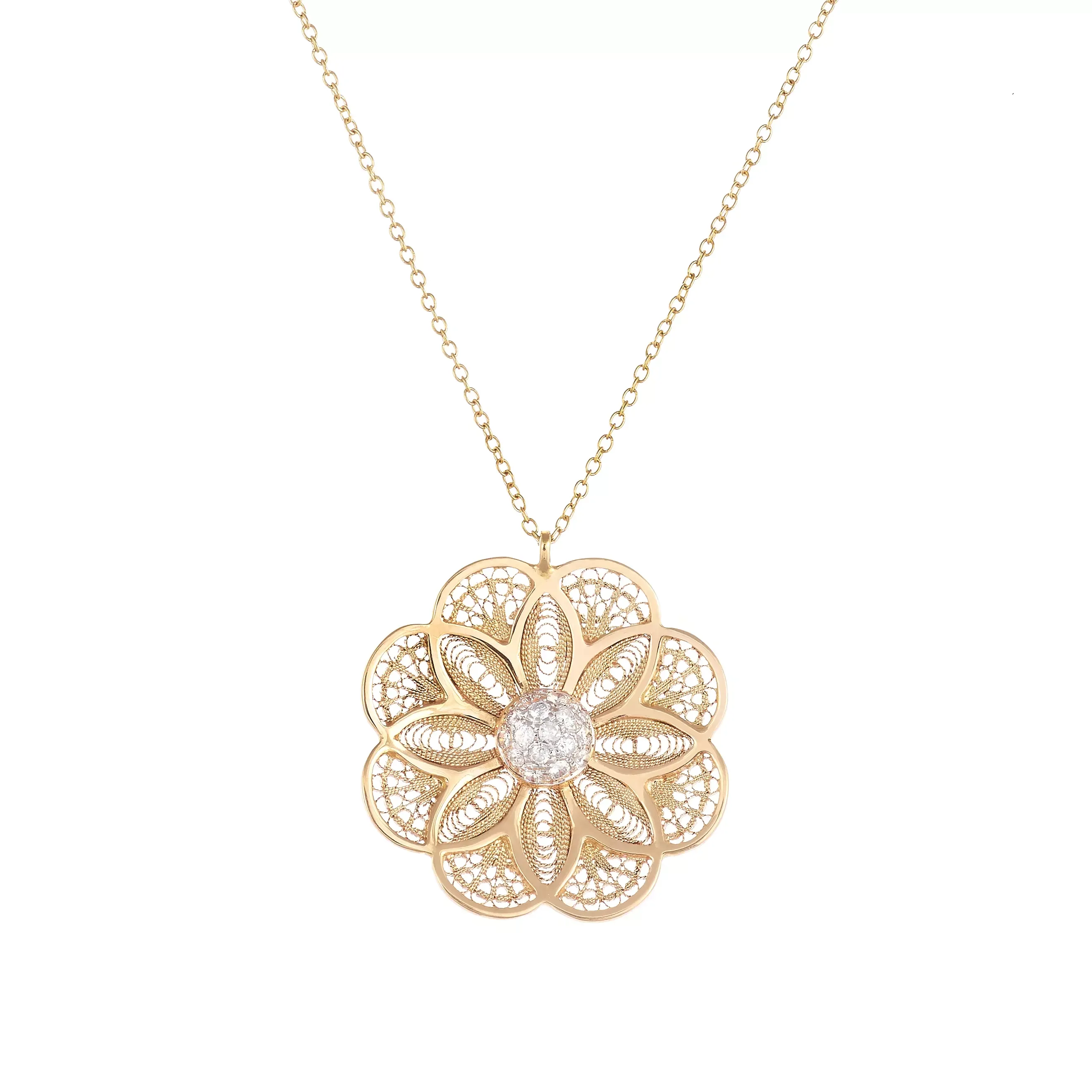 Colar Ouro Rosa com Diamantes
