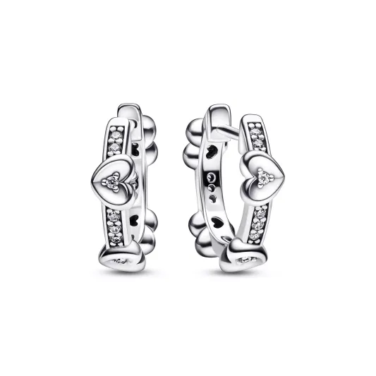 Pandora Heart sterling silver hoop earrings with clear cubic zirconi 292498C01