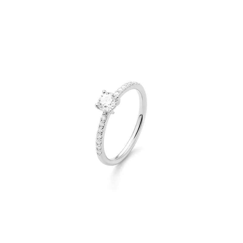 Marcolino Anel Solitário Ouro Branco com Diamantes FA6085-14