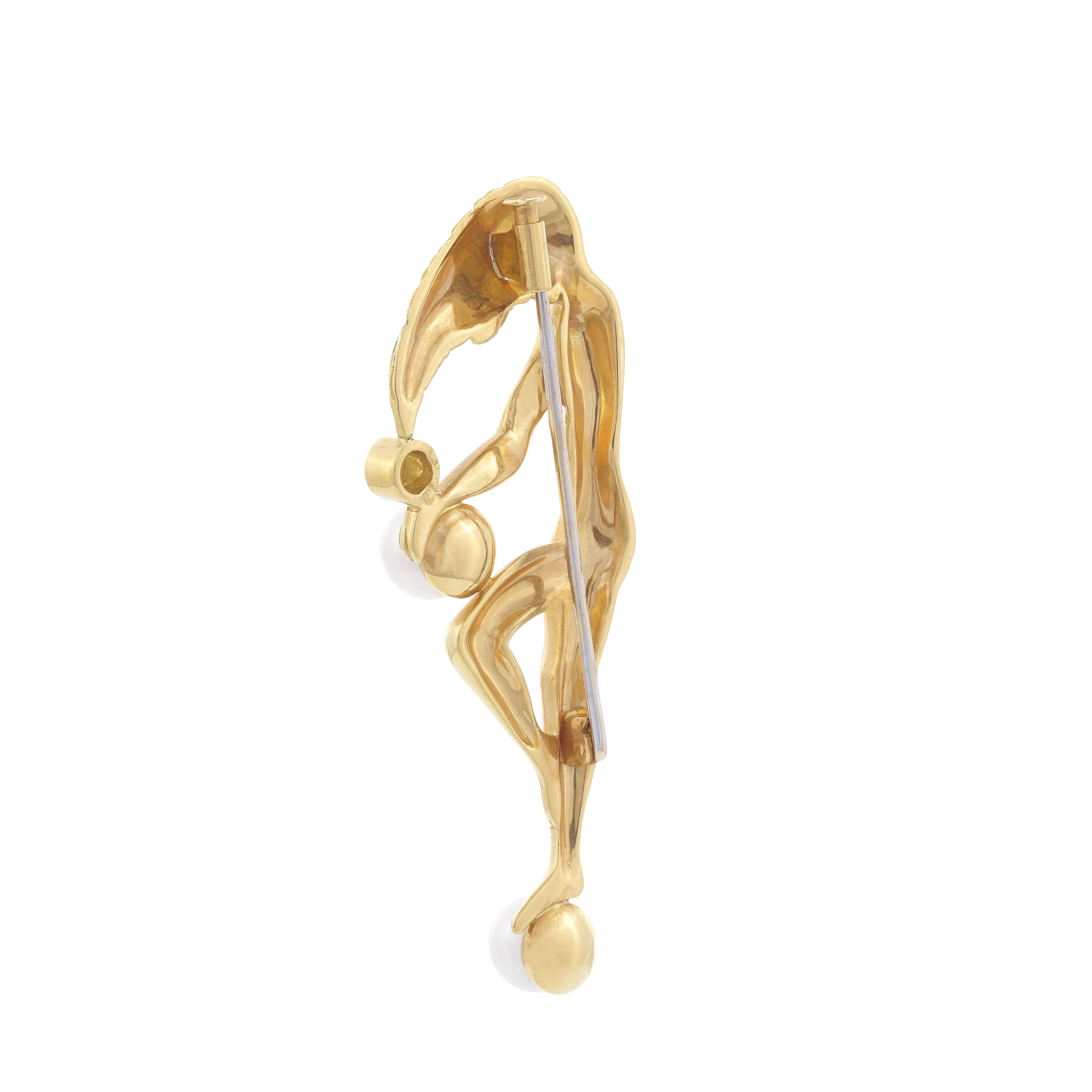 Alfinete Ouro Amarelo e Perolas