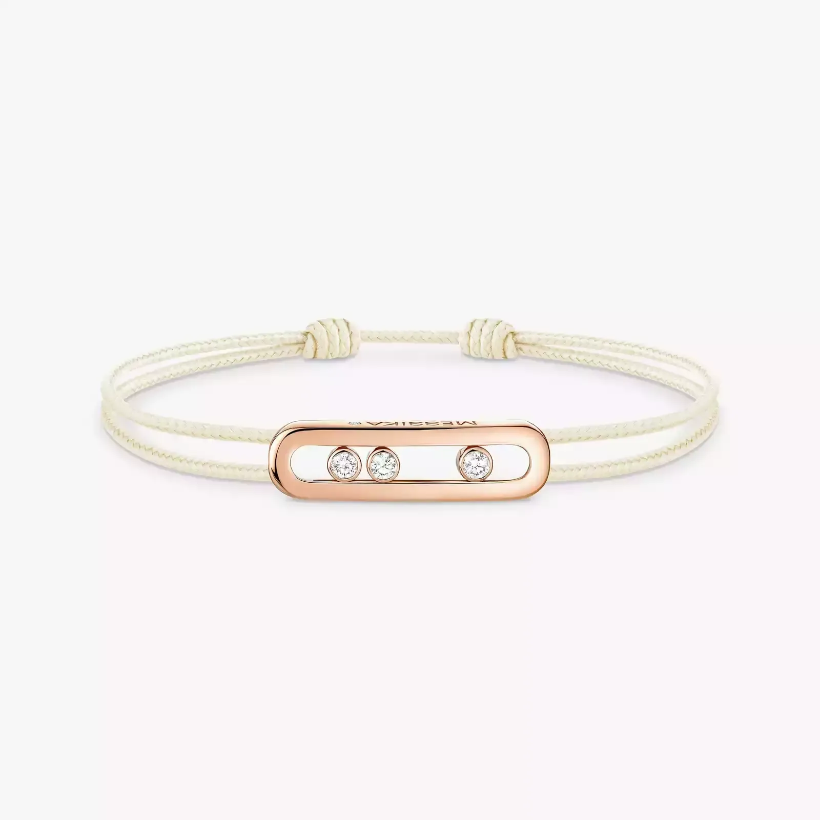 Image MESSIKA CARE(s) Cream Cord and Pink Gold Diamond Bracelet