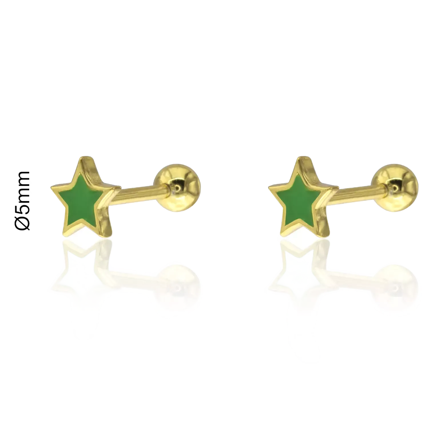 BRINCOS DOURADOS ESTRELA VERDE