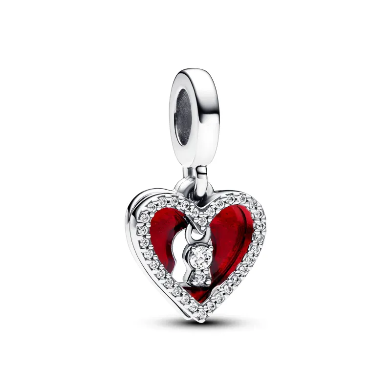 Pandora Conta Pendente Dupla Coração Vermelho e Fechadura 793119C01
