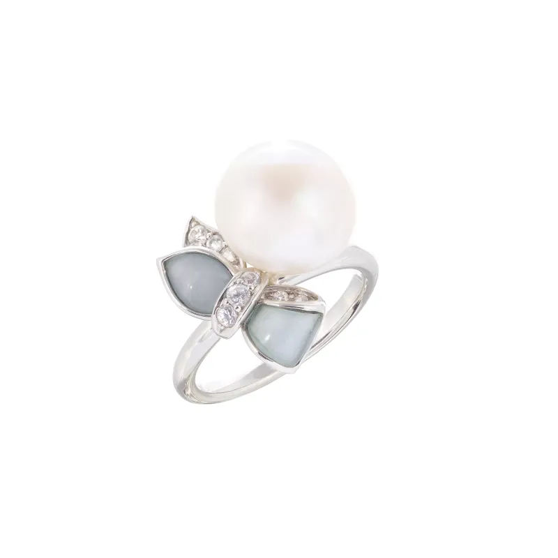 Mimi Mimi Nagai Ring White Gold, Pearl, Blue Topaz and Sapphires A331B1TZ