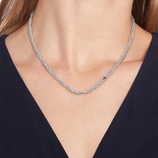 Tommy Hilfiger Braided Metal Silver Necklace 2780684