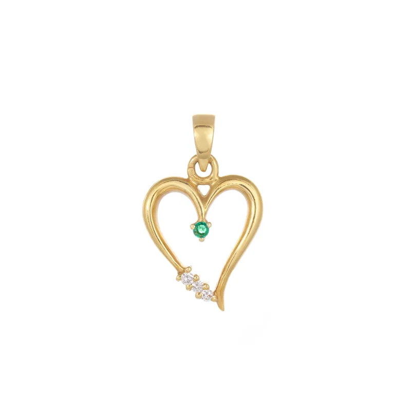 Marcolino Berloque Ouro Amarelo com 1 Esmeralda 300159