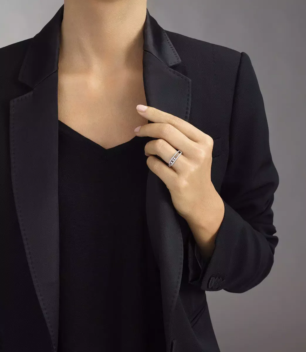 Imagem Anel Baby Move Pavé Ouro Branco com Diamantes