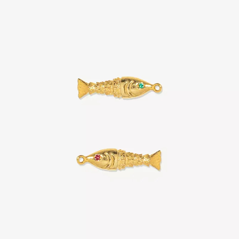 Mesh Colar compendente peixe, em prata 925 com banho de ouro 1254004D