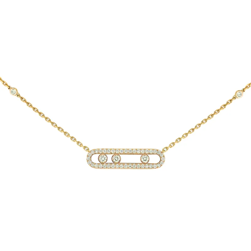 Messika Colar Baby Move Classique Ouro Branco com Diamantes MEK.01.FI.4322.YG