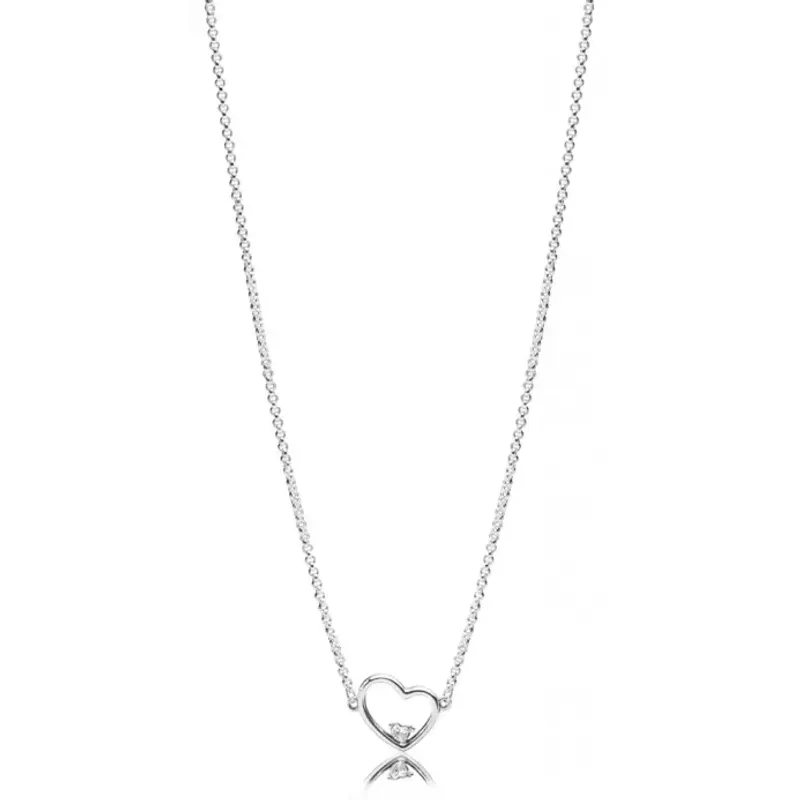 Pandora Pandora Asymmetric Heart Of Love Necklace, Clear Cz 397797CZ-45