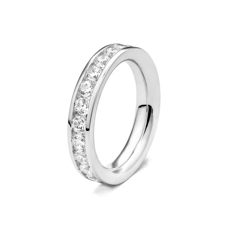 White Gold Wedding Ring with Brilliant Cut Diamonds