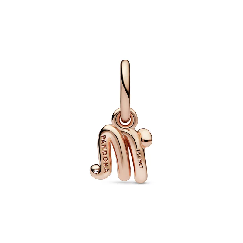Pandora Letter m 14k rose gold-plated dangle with clear cubic zircon 782474C01