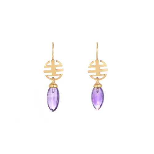 Imagem Brincos Ouro Amarelo Ametista