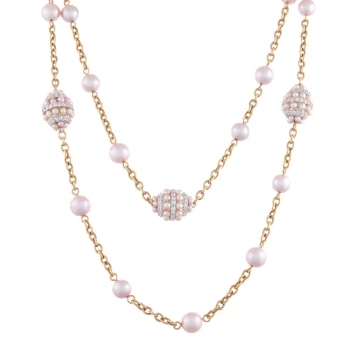 Imagem Colar Garbo Ouro Safiras Brancas E Perolas