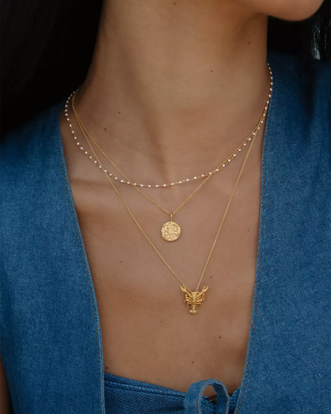 Colar com pendente lagosta