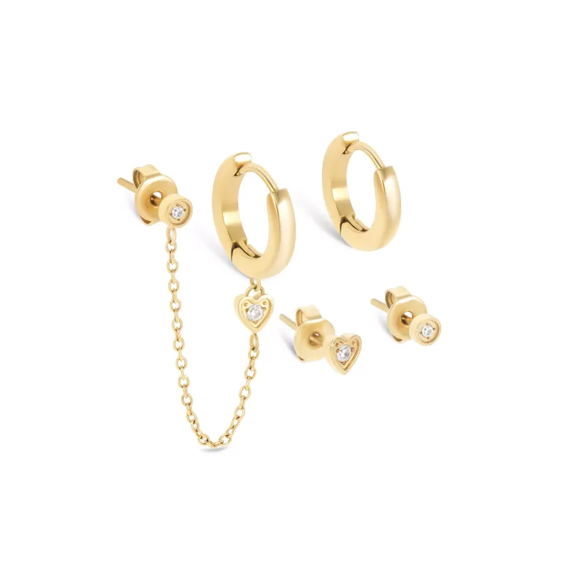 One Set de Brincos Golden Four OJSEGF03G