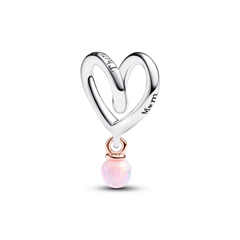 Pandora Wrapped heart sterling silver and 14k rose-gold plated charm 783242C01