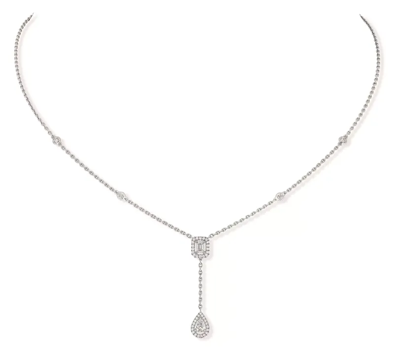 Messika Colar My Twin ouro branco com diamantes MEK.28.FI.6693.WG