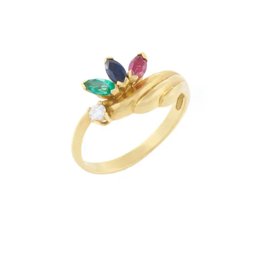 Marcolino Yellow Gold Ring with Sapphire, Ruby and Emerald 301197