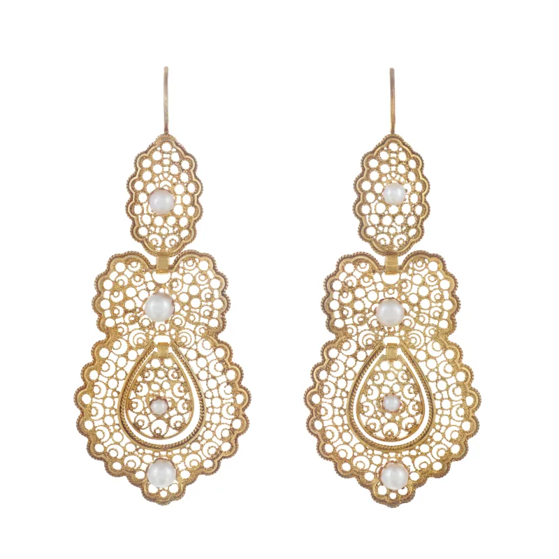 Marcolino Brincos Filigrana Prata Dourada B23050401