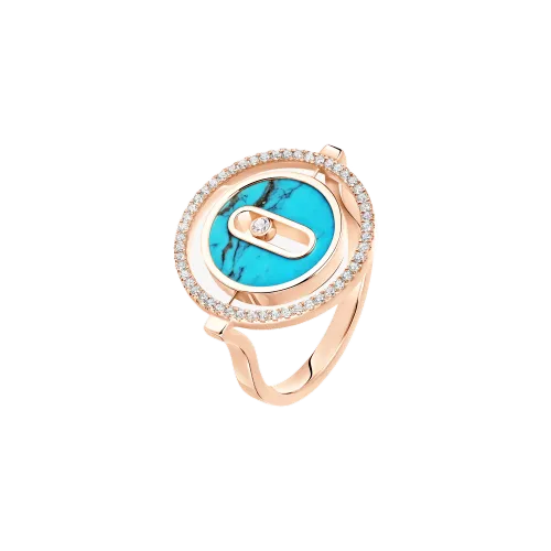 Imagem Anel Lucky Move Diamante Ouro Rosa e Turquesa