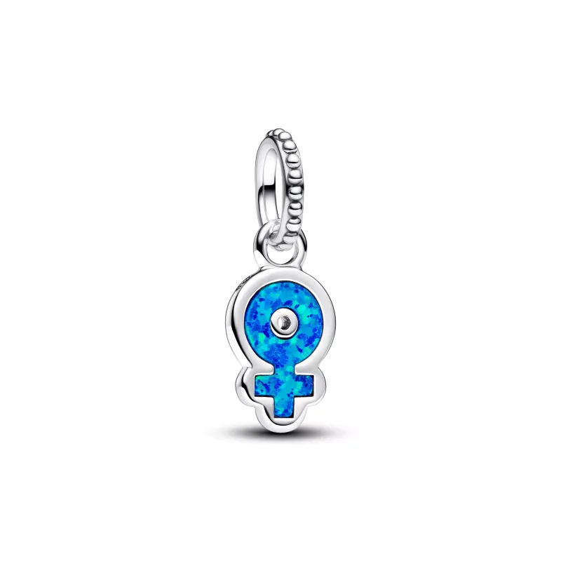 Pandora Powerful women sterling silver dangle with blue lab-created 793181C01