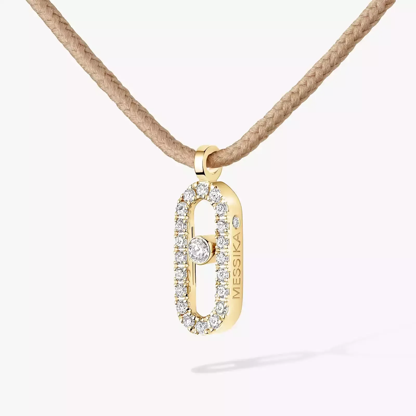 Image MESSIKA CARE(s) Diamond Pavé Beige Cord Necklace in Yellow G