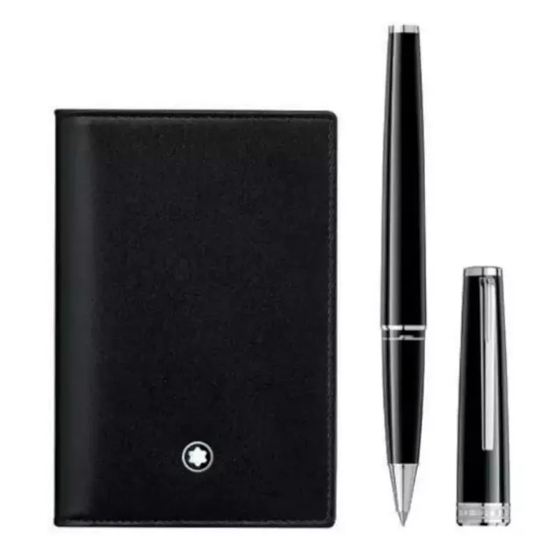 Montblanc Set Rollerball PIX Black & Meisterstuck Business Card Holder 128954