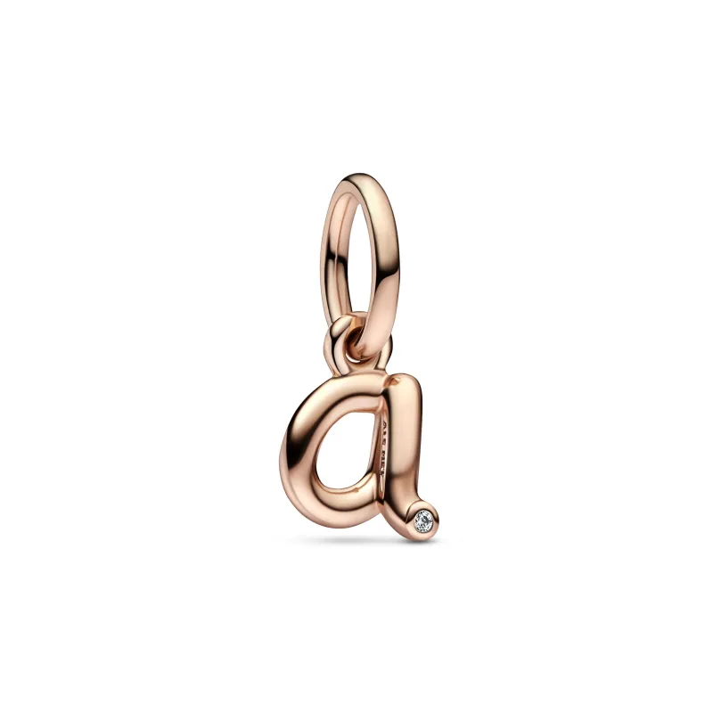 Pandora Letter a 14k rose gold-plated dangle with clear cubic zircon 782531C01
