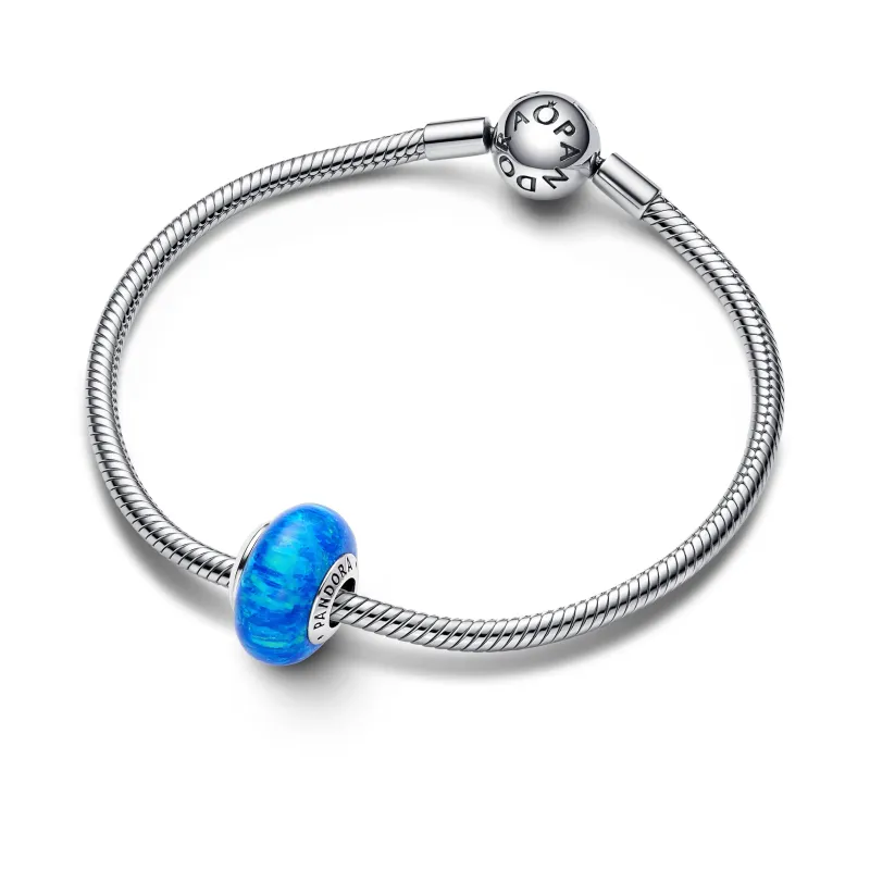 Pandora Sterling silver charm with deep blue lab-created opal 791691C02