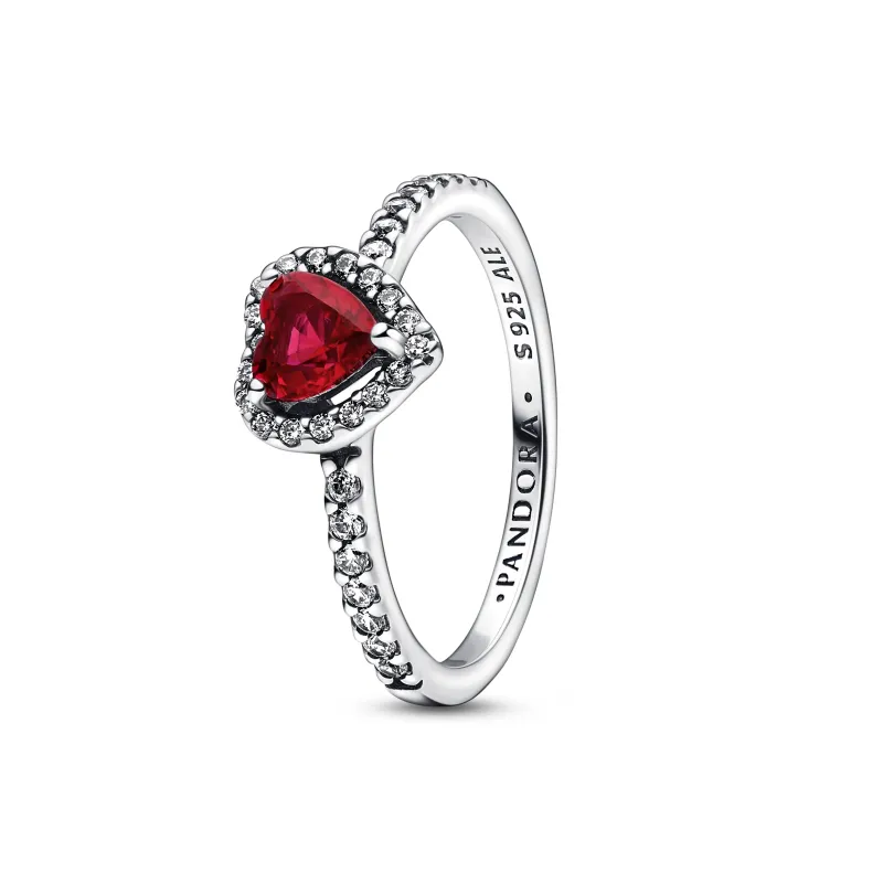 Pandora Anel Sparkling Red Elevated Heart 198421C02-58