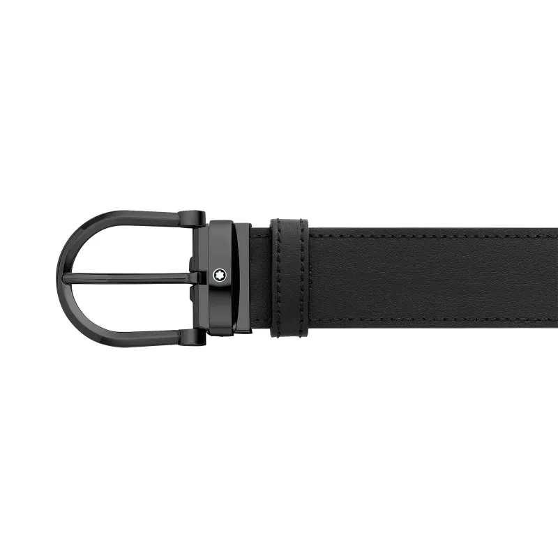 Montblanc Horseshoe buckle black/tan 35 mm reversible leather belt 128785