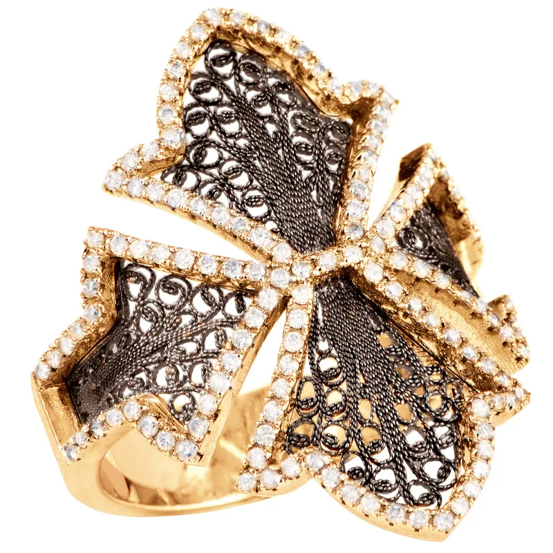 Eleutério Anel Ouro Amarelo com Ruténio Negro ANOA0081