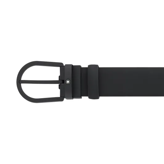 Montblanc Horseshoe buckle black 35 mm leather belt 129431