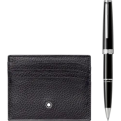 Imagem MONTBLANC SET ROLLERBALL PIX BLACK AND SOFT GRAIN POCKET