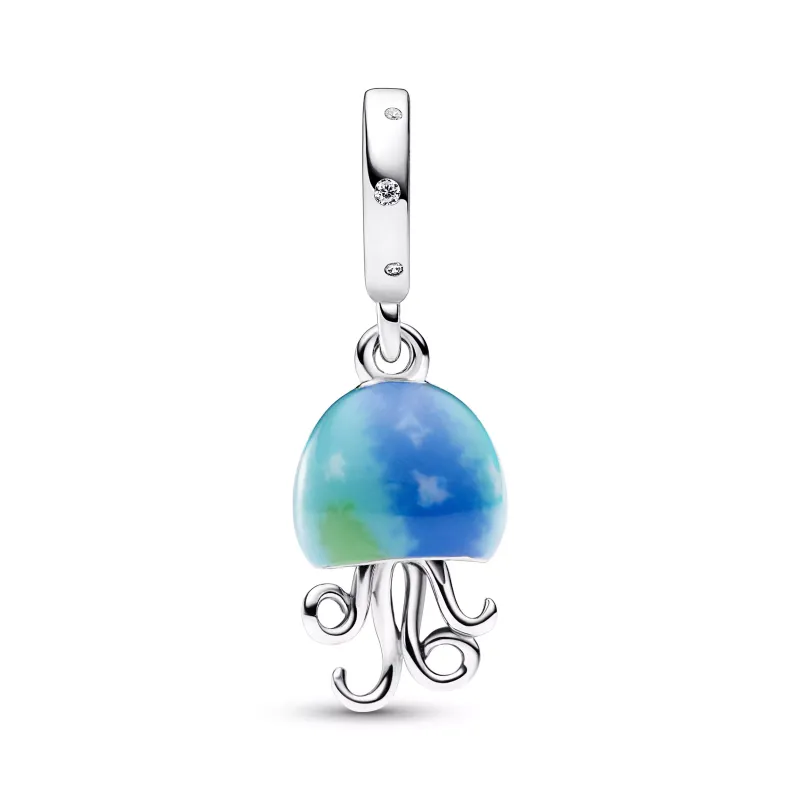 Pandora Jellyfish sterling silver dangle with clear cubic zirconia a 792704C01
