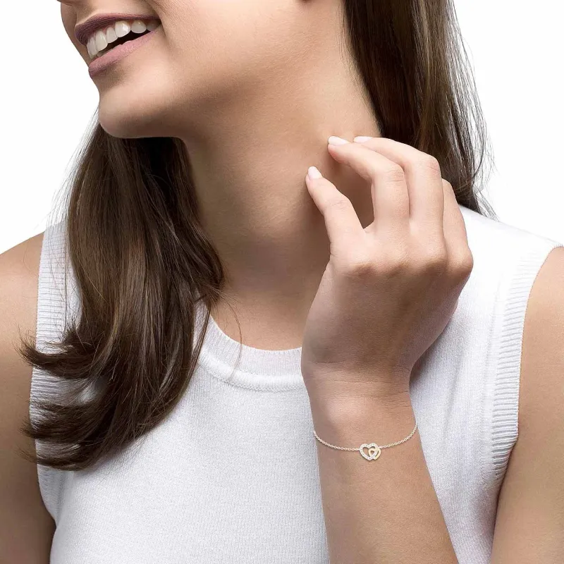 Unike Pulseira Classy Two Hearts Golden UK.PU.1204.0055