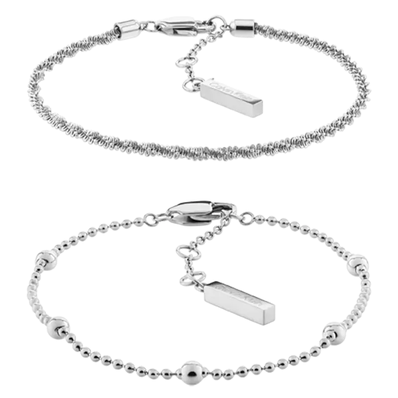 Calvin Klein Pulseira Dupla Prateada 35000947