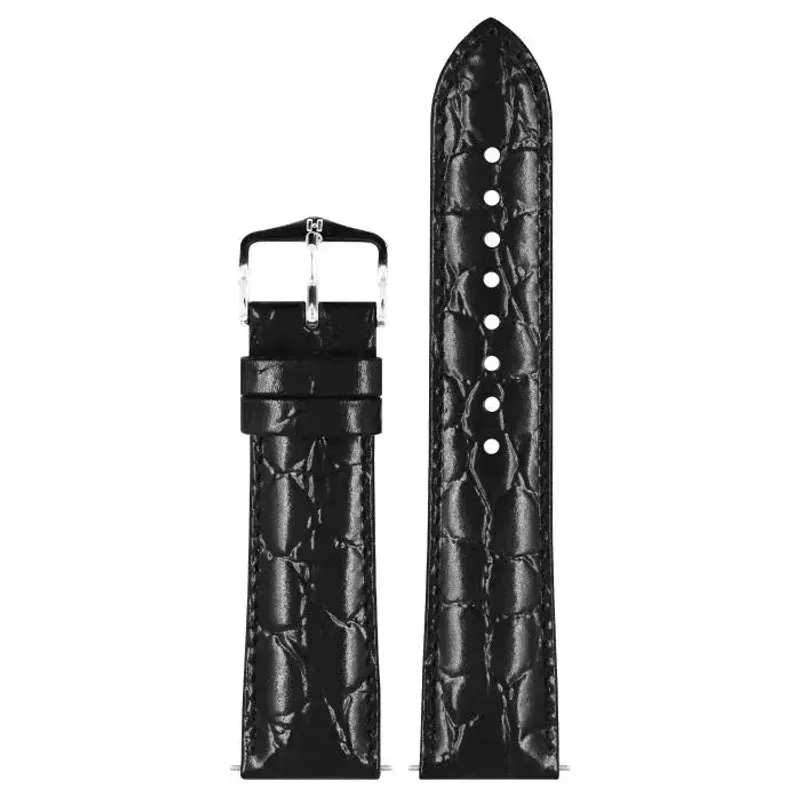 Hirsch Bracelet Crocograin L Black 12322850-1-12