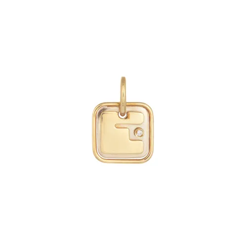 Medalha Letra E Ouro Bicolor com Diamantes