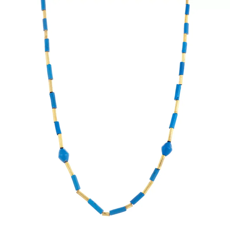 Marcolino Colar em Prata Dourada com Pedras Azuis 6264