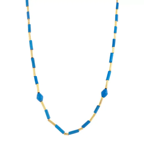 Imagem Colar em Prata Dourada com Pedras Azuis