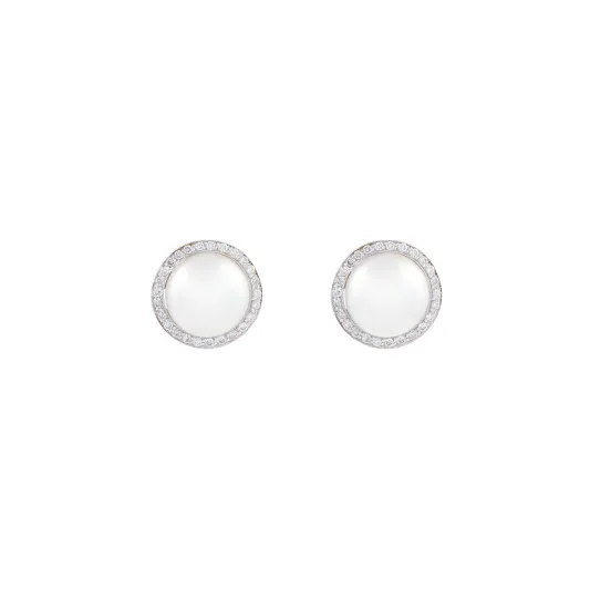 Marcolino White Gold Pearl and Diamond Earrings 87323