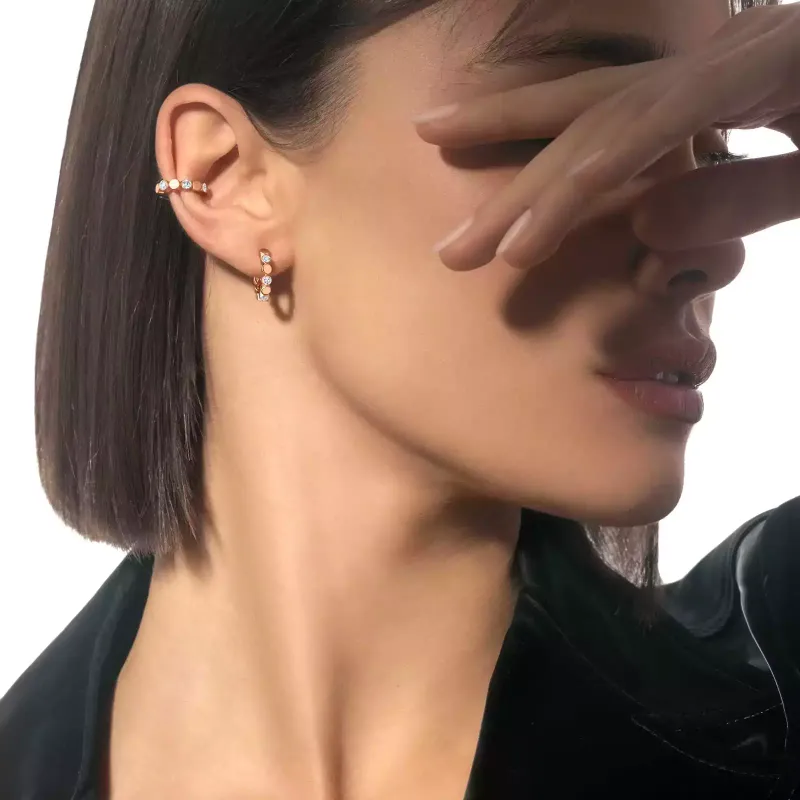 Messika D-Vibes Diamond Mini Hoop Earrings in Pink Gold BR.13450.PG