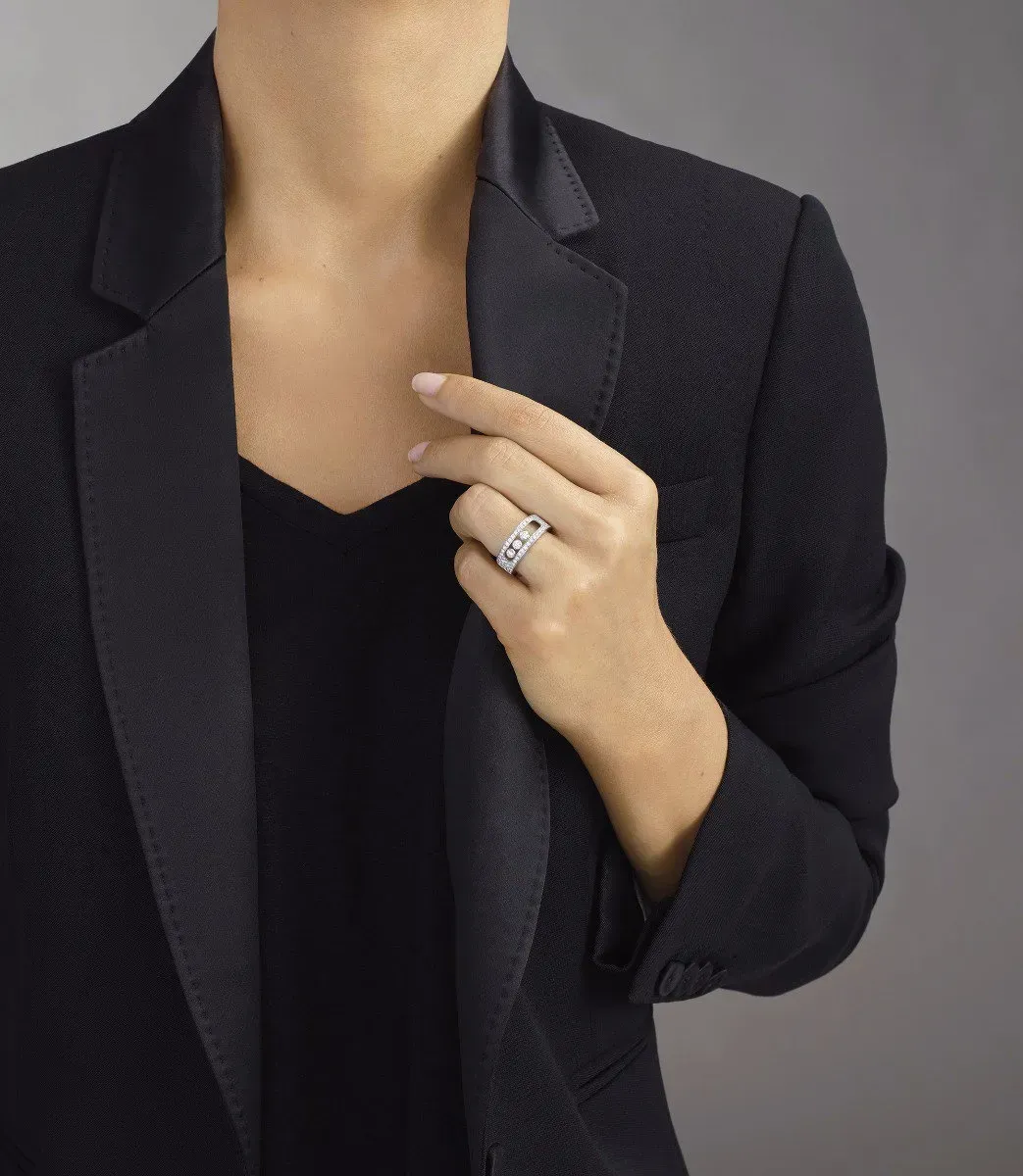 Anel Move Ouro Branco com Diamantes