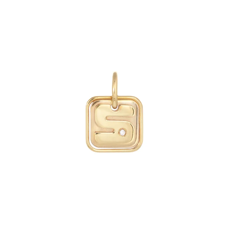 Marcolino Medalha Letra Ouro Bicolor com Diamantes 201666