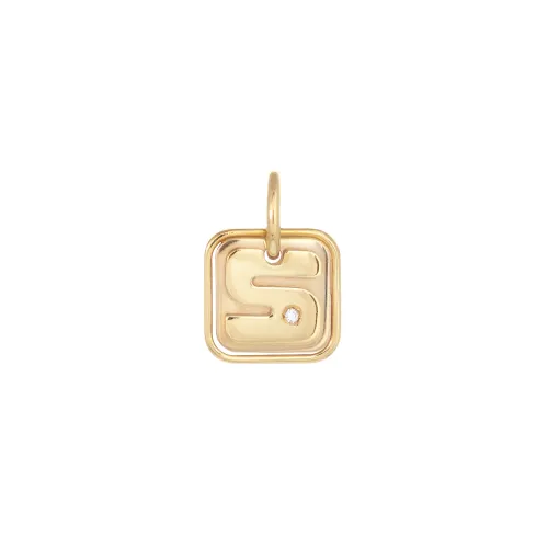Medalha Letra S Ouro Bicolor com Diamantes