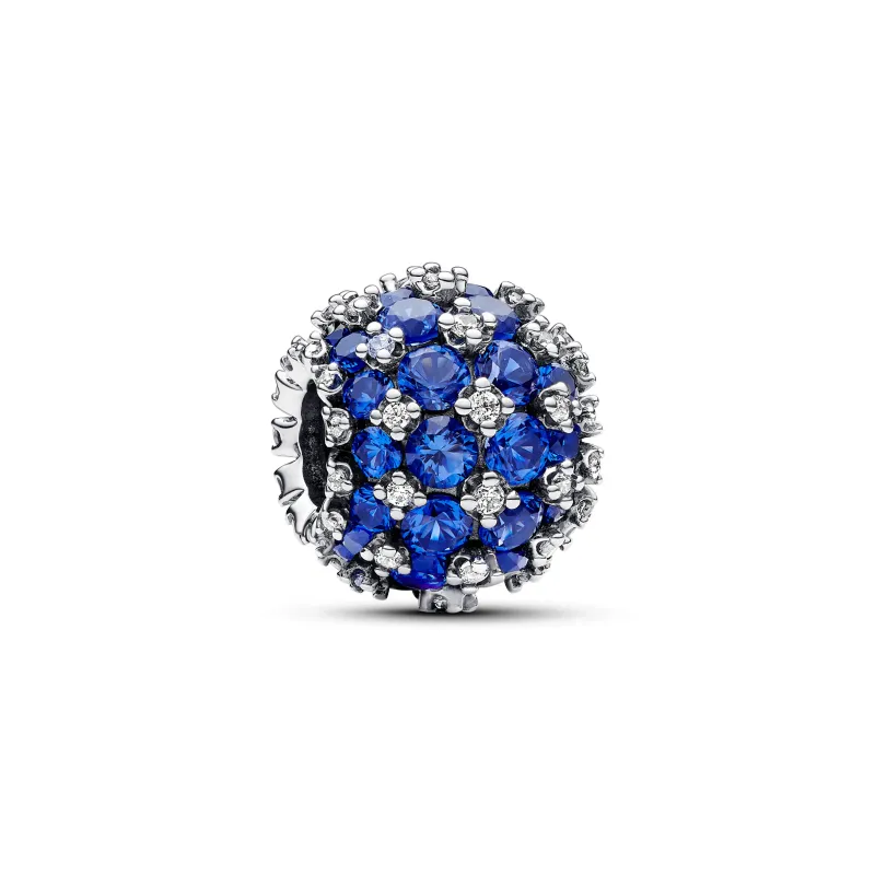 Pandora Sterling silver charm with princess blue crystal and clear c 792630C02